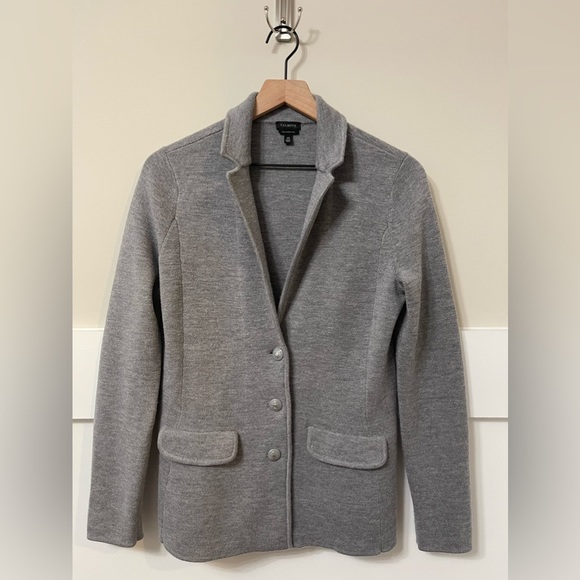 Talbots Pure Merino Wool Gray Cardigan Blazer Size XS - Picture 3 of 7